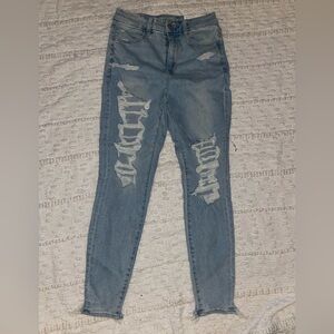 American Eagle Outfitters Light Blue Distressed Skinny Jeans